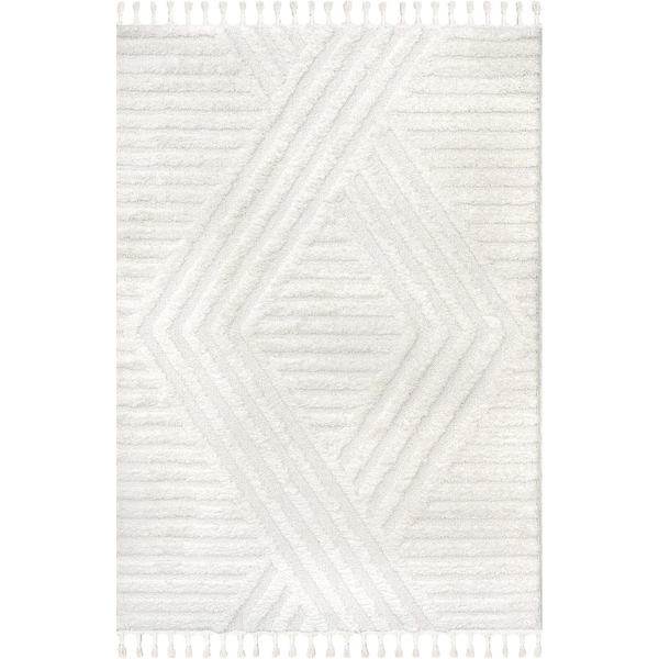 Risette Geometric Shag Tassel Area Rug 6ft 7in X 9ft